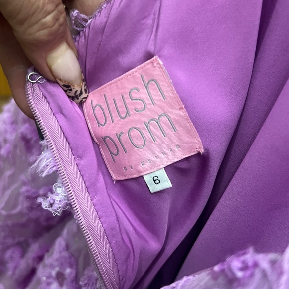 Blush prom halter, sleeveless Lilac Lace
3-D floral for prom or special occasion - Picture 9 of 15